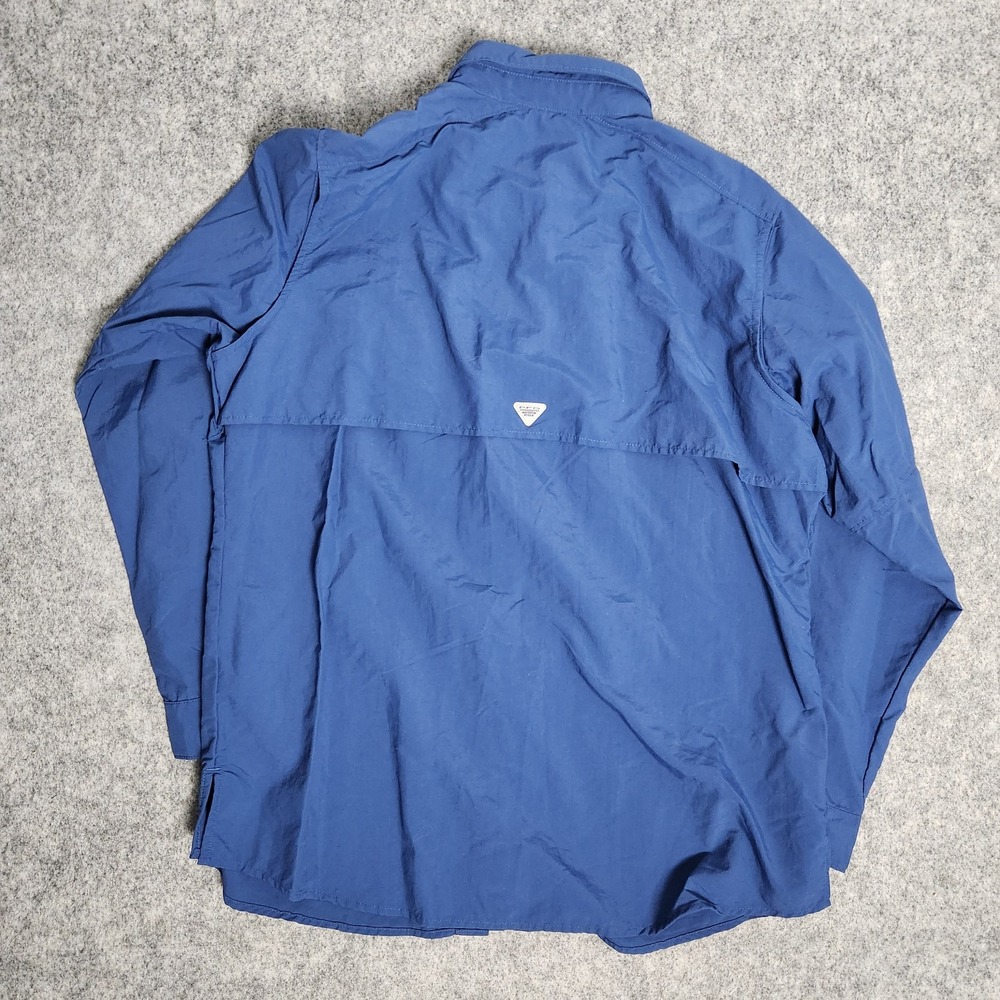Columbia PFG Performance Fishing Gear Men L Blue Mesh Lined‎ Vented Outdoor Hike - Picture 2 of 8